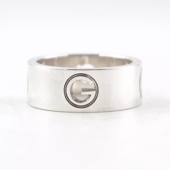 ❌SOLD❌NWT [Gucci] 925 Sterling Silver Monogram 8mm Cutout Wide-Band Ring Sz 7.5 - Picture 3 of 13